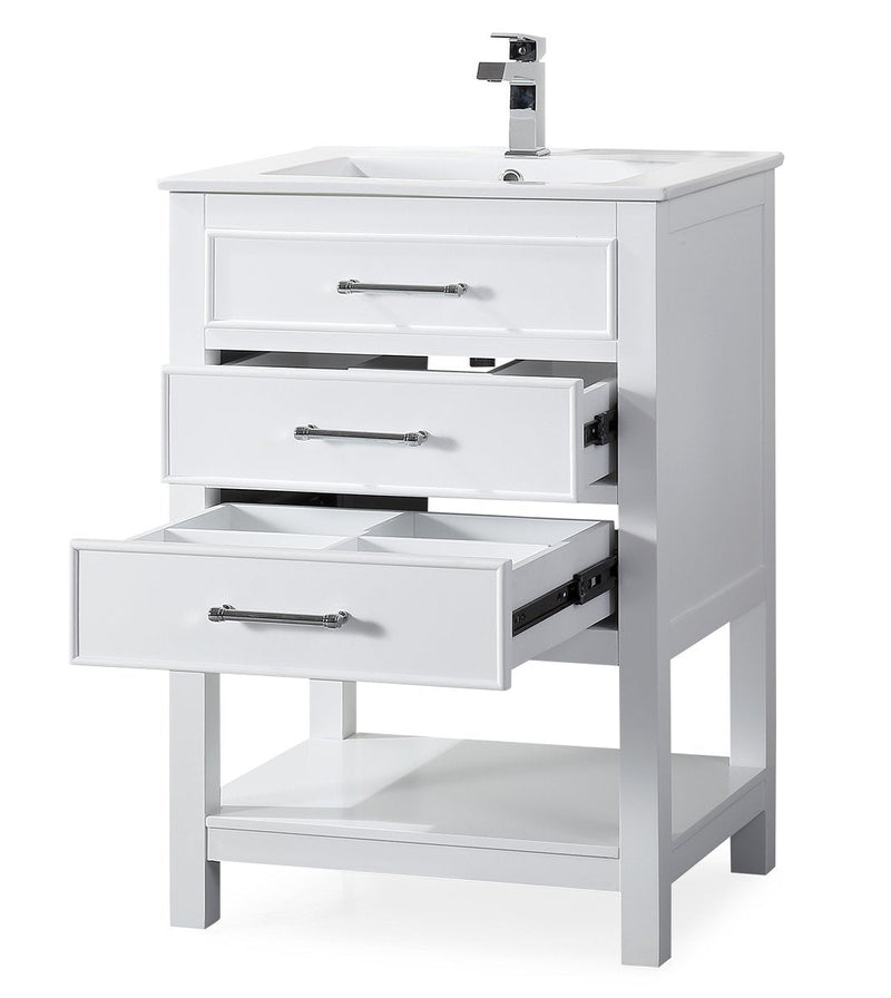 24 inch Small Bathroom Vanity White Color with Storage (24Wx18.5