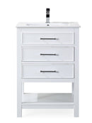 24" Tennant Brand Aruzza Small Slim Narrow White Bathroom Vanity 2822-V24W - Chans Furniture