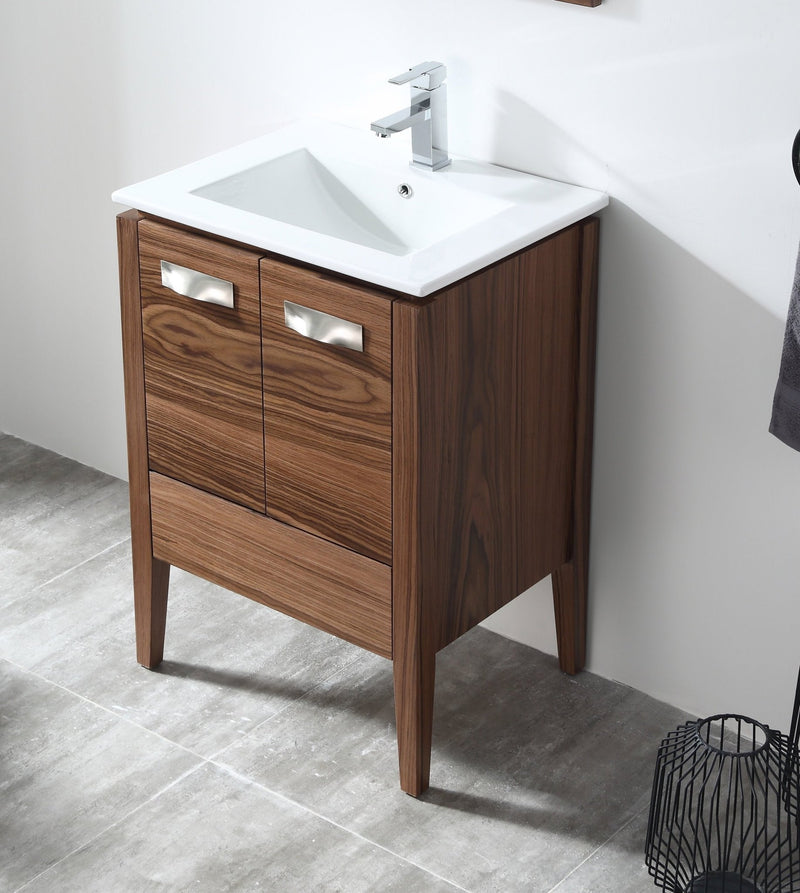 24" Tennant Brand Colle American Walnut finish Bathroom Sink Vanity - CA-405NT24-ZI - Chans Furniture