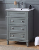 24” Tennant Brand Felix Modern Gray Sink Bathroom Vanity - ZK-1810-Z24CK - Chans Furniture