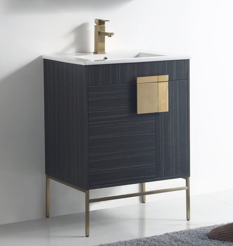 24" Tennant Brand Kuro Minimalistic Dawn Gray Bathroom Vanity - CL-102DG-24ZI - Chans Furniture