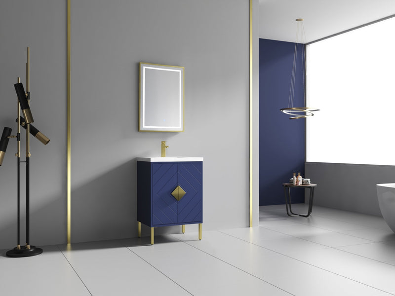 24" Tennant Brand Modern Style Navy Blue Eileen Bathroom Sink Vanity - AC-66NB24 - Chans Furniture