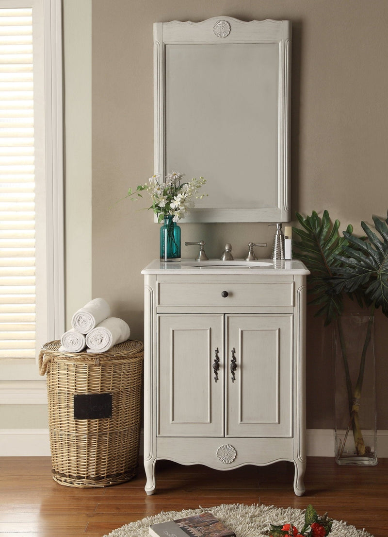 26" Daleville Distressed Gray Cottage style Bathroom Sink Vanity - 838CK - Chans Furniture