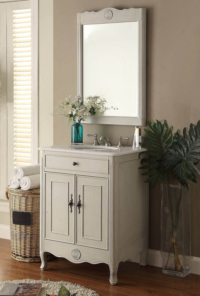 26" Daleville Distressed Gray Cottage style Bathroom Sink Vanity - 838CK - Chans Furniture