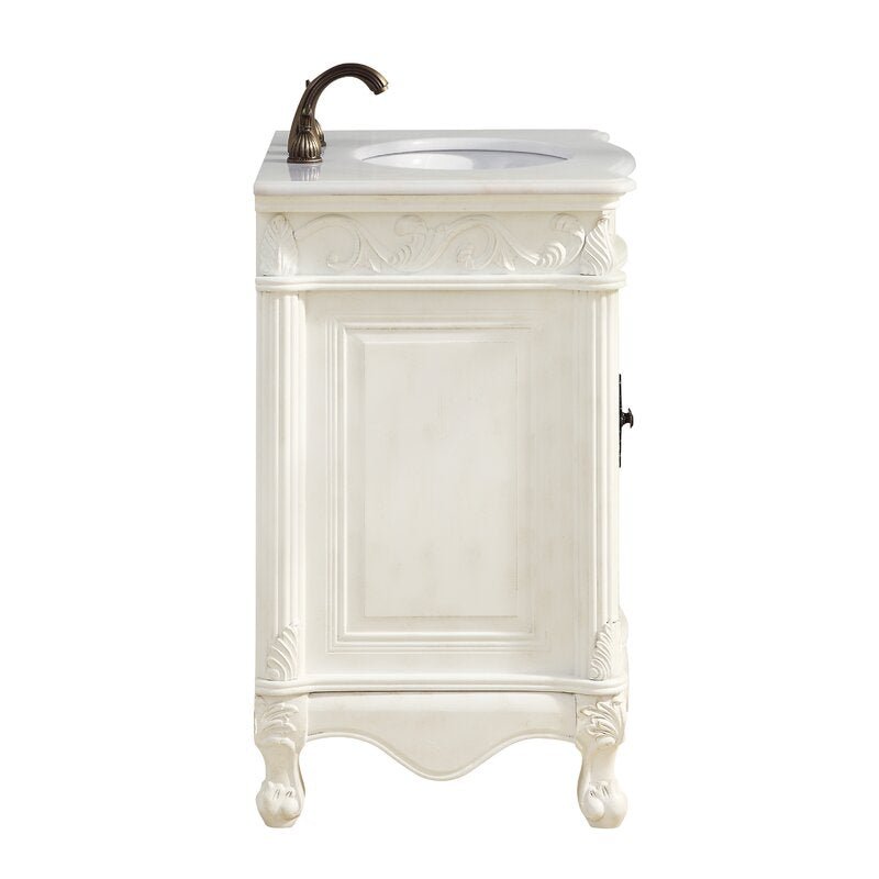 27" Classic Style Distressed White Hayman Bathroom Sink Vanity BC-2917W-AW - Chans Furniture