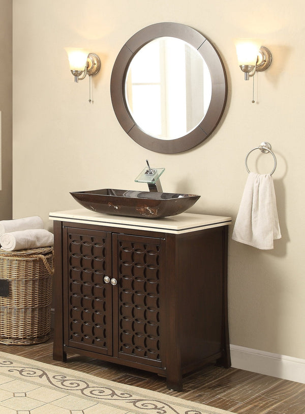 30" Benton Collection Giovanni Bathroom Vessel Sink Bathroom Vanity & Mirror HF - 339A - MIR