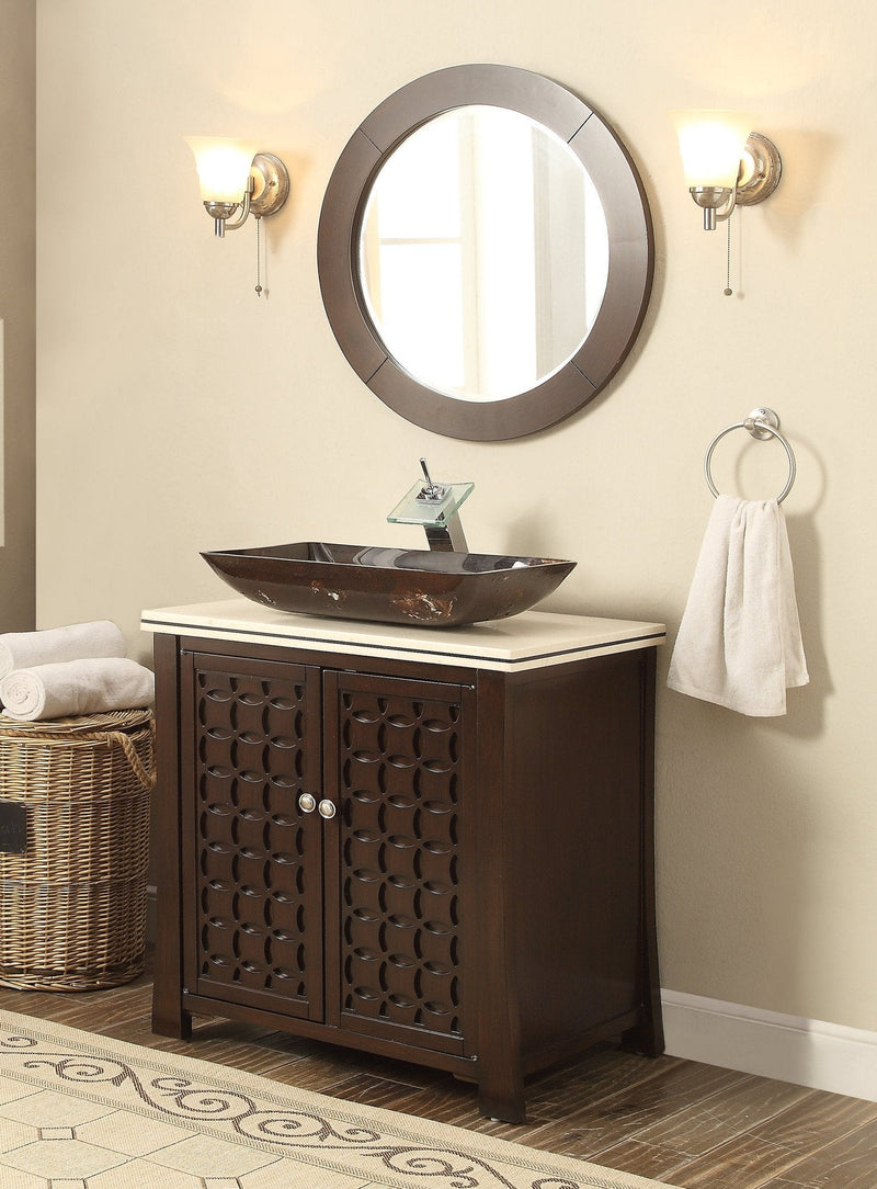 30" Benton Collection Giovanni Bathroom Vessel Sink Bathroom Vanity & Mirror HF - 339A - MIR