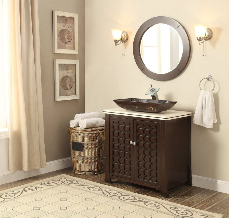 30" Benton Collection Giovanni Bathroom Vessel Sink Bathroom Vanity & Mirror HF - 339A - MIR