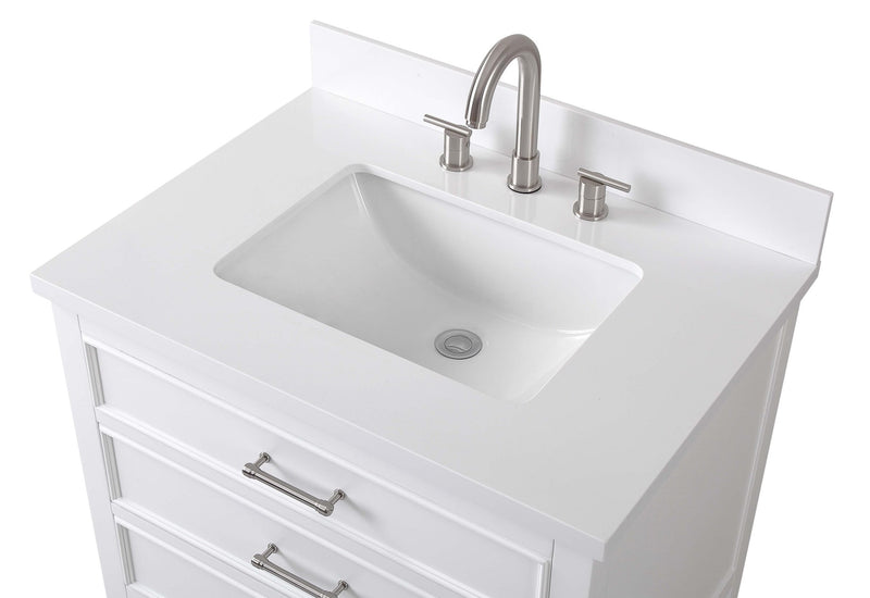 30" Felton White Modern Single Sink Bathroom Vanity 7206-W30 - Chans Furniture