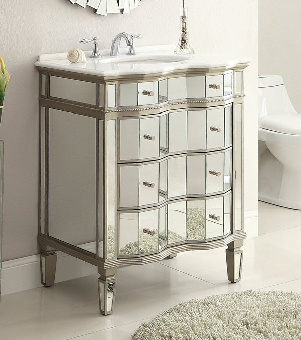 30" Mirrored Asselin Bathroom Sink Vanity - Model # K2274-30 - Chans Furniture