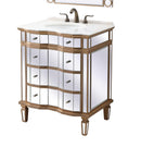 30" Mirrored Style Asselin Bathroom Sink Vanity with Gold Trim K2288-30 - Chans Furniture