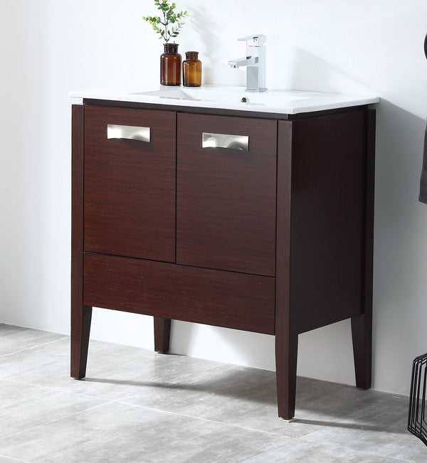 30" Tennant Brand Adagio Wenge Finish Bathroom Sink Vanity - CL-409WE30-ZI - Chans Furniture