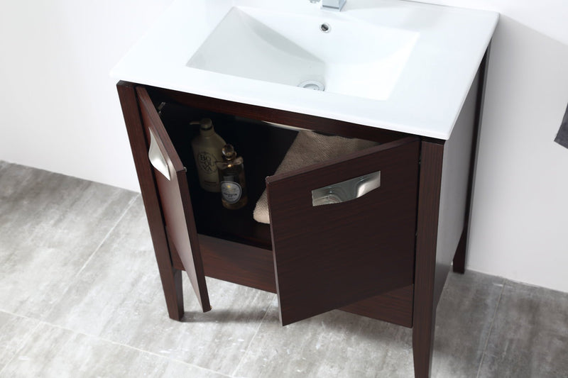 30" Tennant Brand Adagio Wenge Finish Bathroom Sink Vanity - CL-409WE30-ZI - Chans Furniture