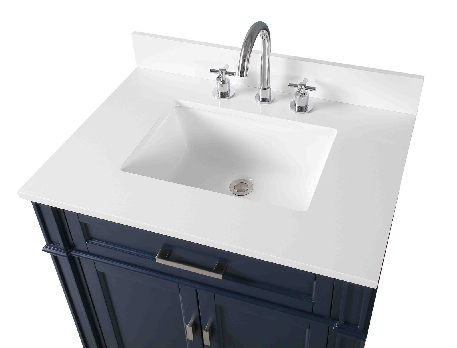 30 Inch Durand Modern Navy Blue Bathroom Sink Vanity with Stone Counte ...