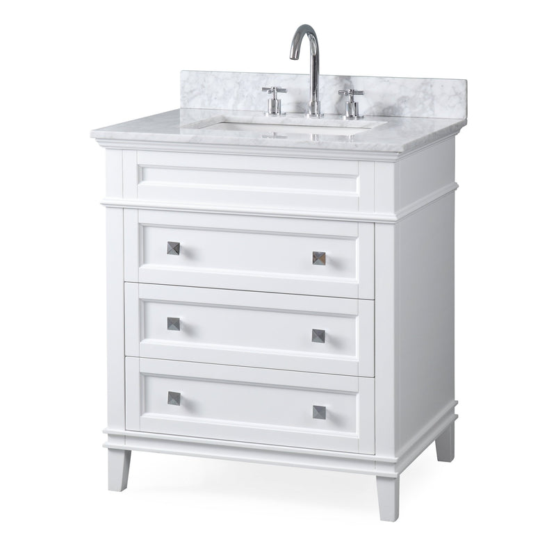 30" Tennant Brand Felix Modern Style White Bathroom Vanity ZK-1810-V30W - Chans Furniture
