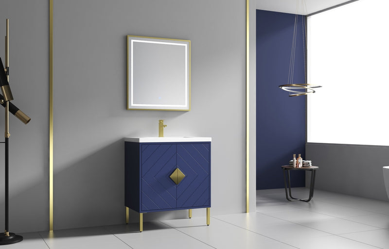 30" Tennant Brand Modern Style Navy Blue Eileen Bathroom Sink Vanity - AC-66NB30 - Chans Furniture