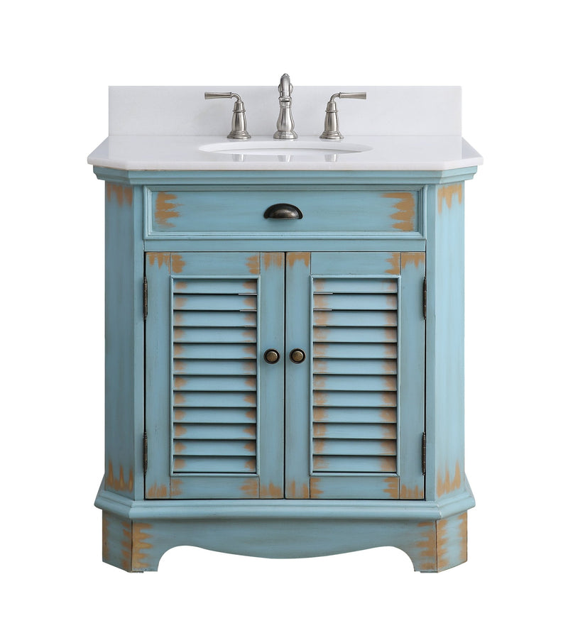 32” Benton Collection Fairfield Rustic Blue Bathroom Sink Vanity 47884BU - Chans Furniture