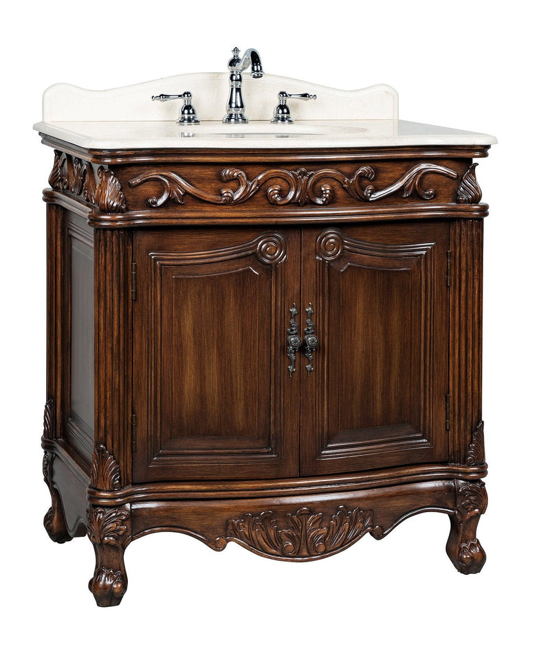 32" Traditional style cream marble Fiesta Bathroom Sink Vanity CF - 2873M - TK