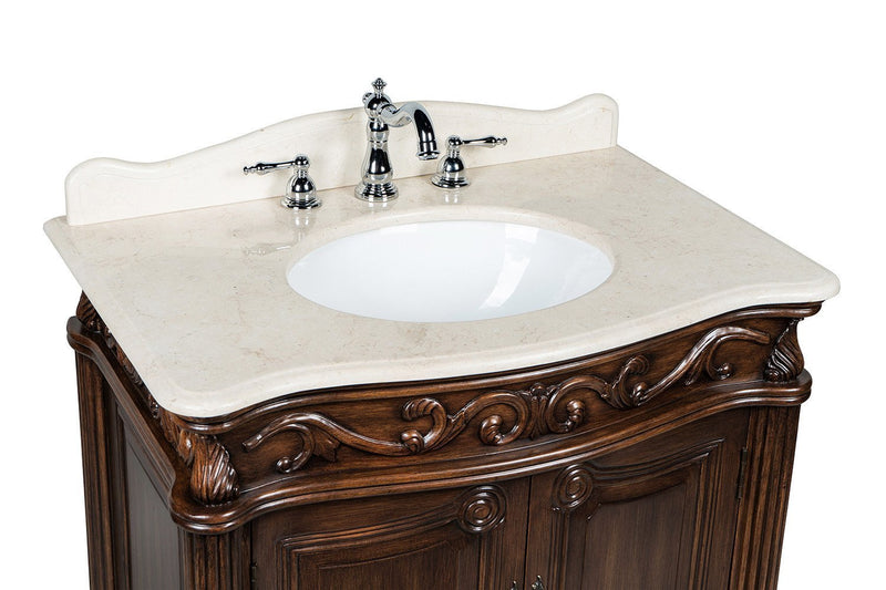 32" Traditional style cream marble Fiesta Bathroom Sink Vanity CF - 2873M - TK