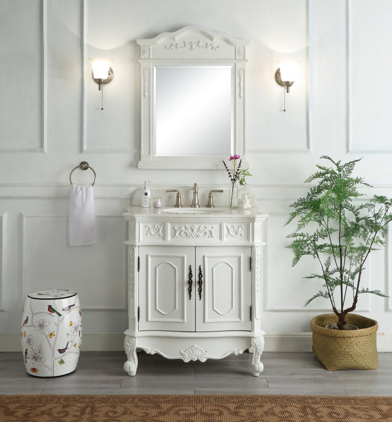 33" Antique White Benson Bathroom Sink Vanity ZK-021W-AW - Chans Furniture