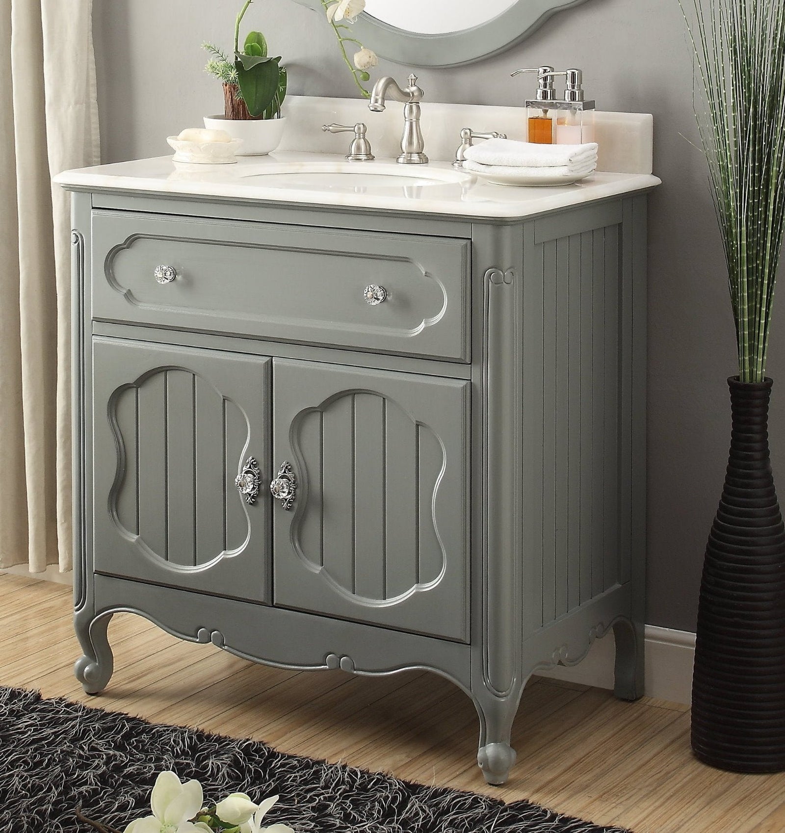 34 Inch Gray Charming Cottage Chic Knoxville Vanity – Chans Furniture