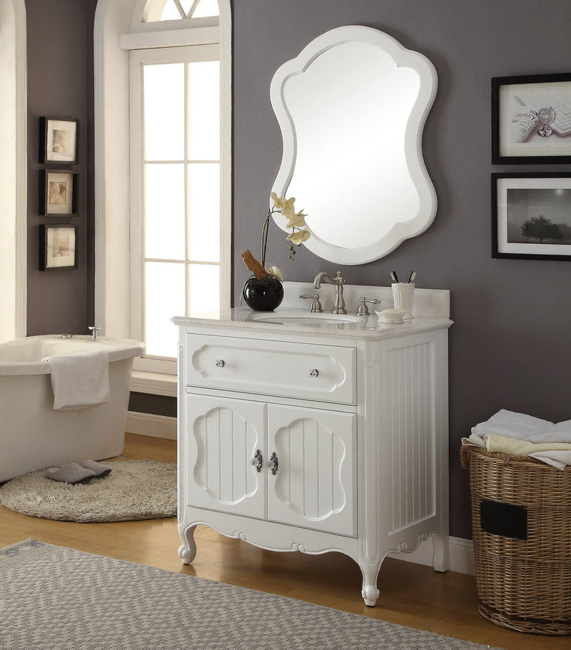 34” Knoxville Bathroom Sink Vanity - Benton Collection Model GD-1533WT-MIR - Chans Furniture