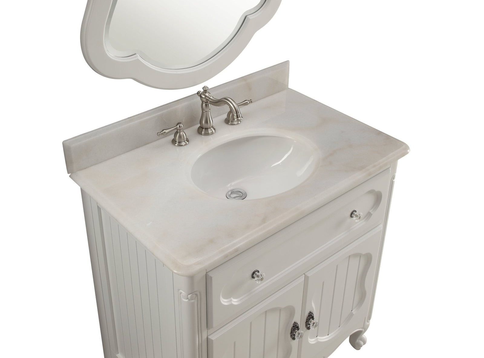 34 Inch White Charming Cottage Chic Knoxville Vanity Chans Furniture