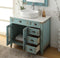 36" Abbeville Vessel Sink Vanity, Distressed Blue - Benton Collection Model CF-78886BU - Chans Furniture