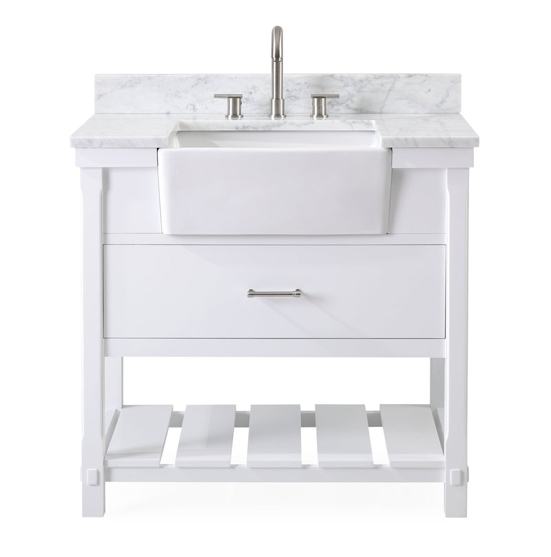 36-Inches Kendia Farmhouse Sink Bathroom Vanity - GD-7036-WT36-RA - Chans Furniture