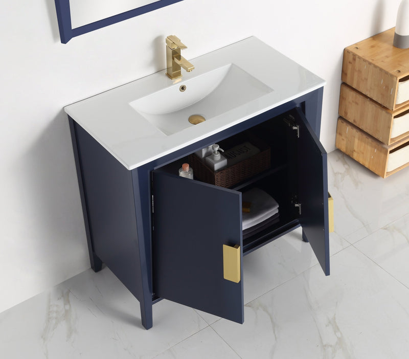 36" Larvotto Navy Blue Modern Bathroom Sink Vanity - CL-22NB36-ZI - Chans Furniture