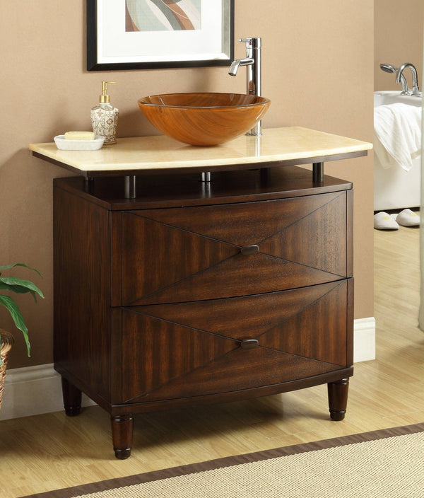 36" Onyx counter top Verdana Vessel Sink Bathroom Vanity Model # Q136-1 - Chans Furniture