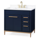 36" Tennant Brand Beatrice Navy Blue Modern Bathroom Sink Vanity TB-9888NB-V36 - Chans Furniture