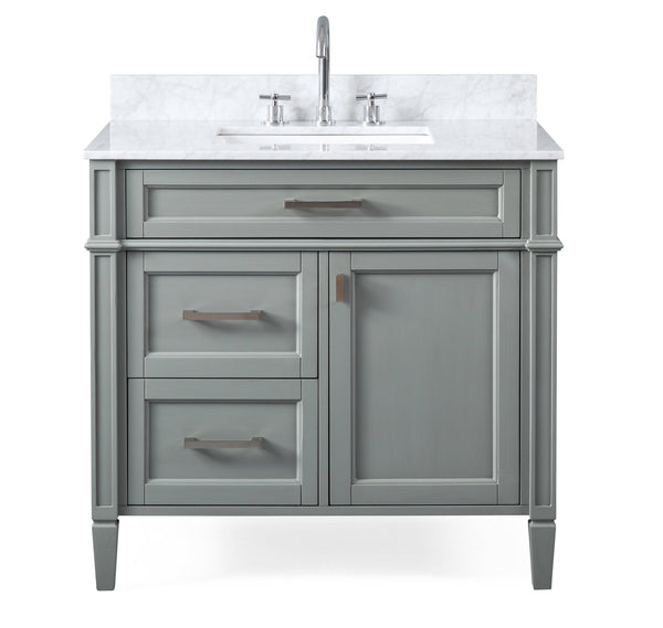 36" Tennant Brand Durand Modern Gray Bathroom Sink Vanity - QT-1808-V36CK - Chans Furniture