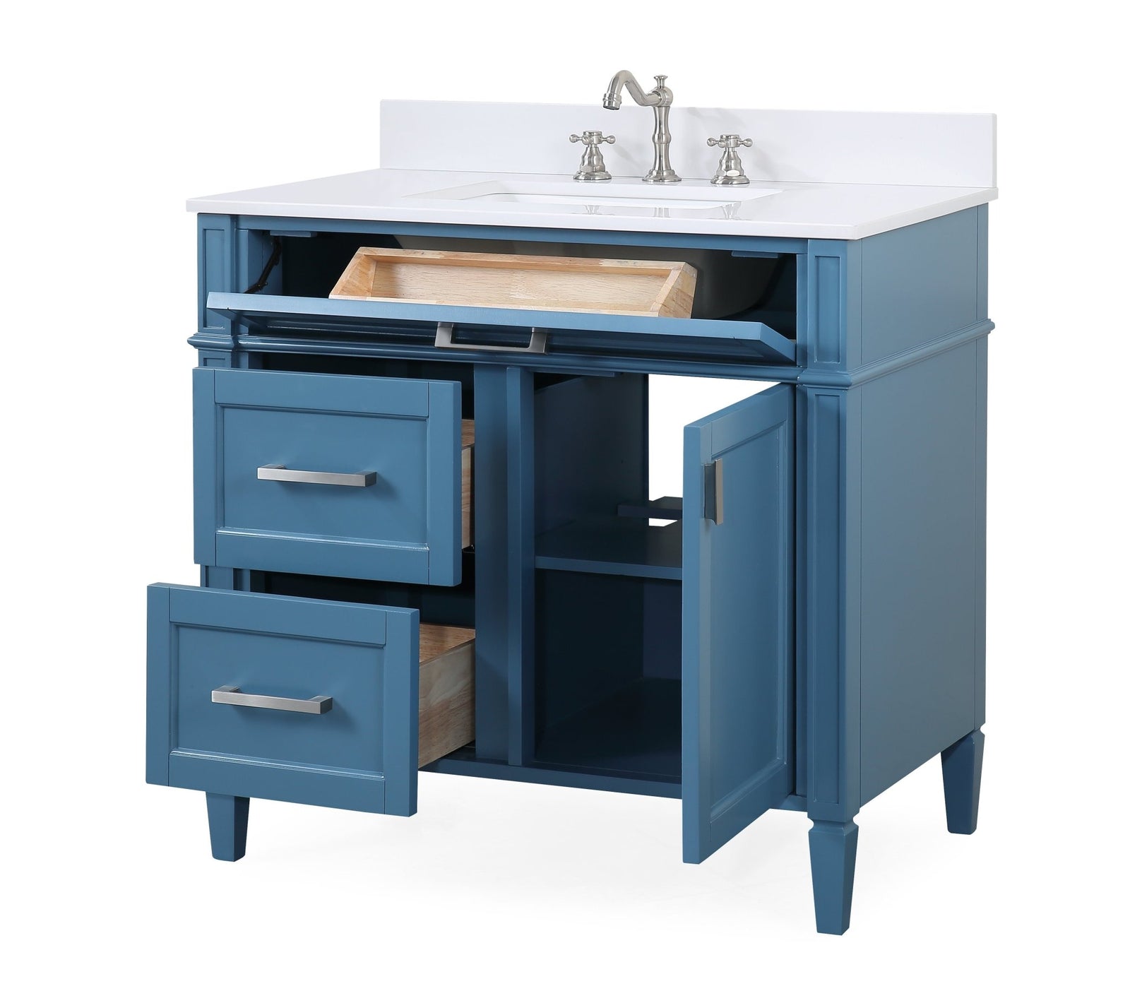 36'' Tennant Brand Durand Modern Teal Blue Bathroom Sink Vanity – Chans ...