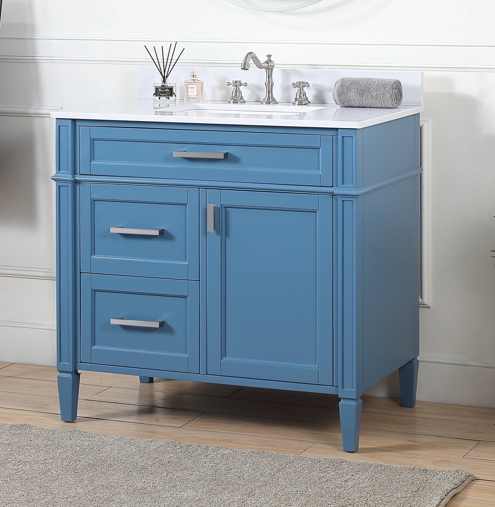 36'' Tennant Brand Durand Modern Teal Blue Bathroom Sink Vanity – Chans ...