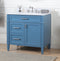 36'' Tennant Brand Durand Modern Teal Blue Bathroom Sink Vanity QT-1808-V36TB - Chans Furniture