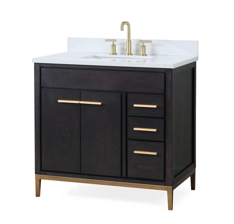 36" Tennant Brand Modern Style Beatrice Bathroom Sink Vanity - TB-9838DK-V36 Wenge finish - Chans Furniture