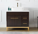 36" Tennant Brand Modern Style Beatrice Vessel Sink Bathroom Vanity - TB-9936DK-36QT - Chans Furniture