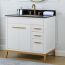36'' Tennant Brand Modern Style White Beatrice Single Sink Bathroom Vanity - TB-9777-WT36BK - Chans Furniture