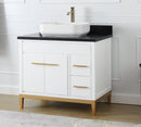 36" Tennant Brand Modern Style White Beatrice Vessel Sink Bathroom Vanity - TB-9936WT-36BK - Chans Furniture