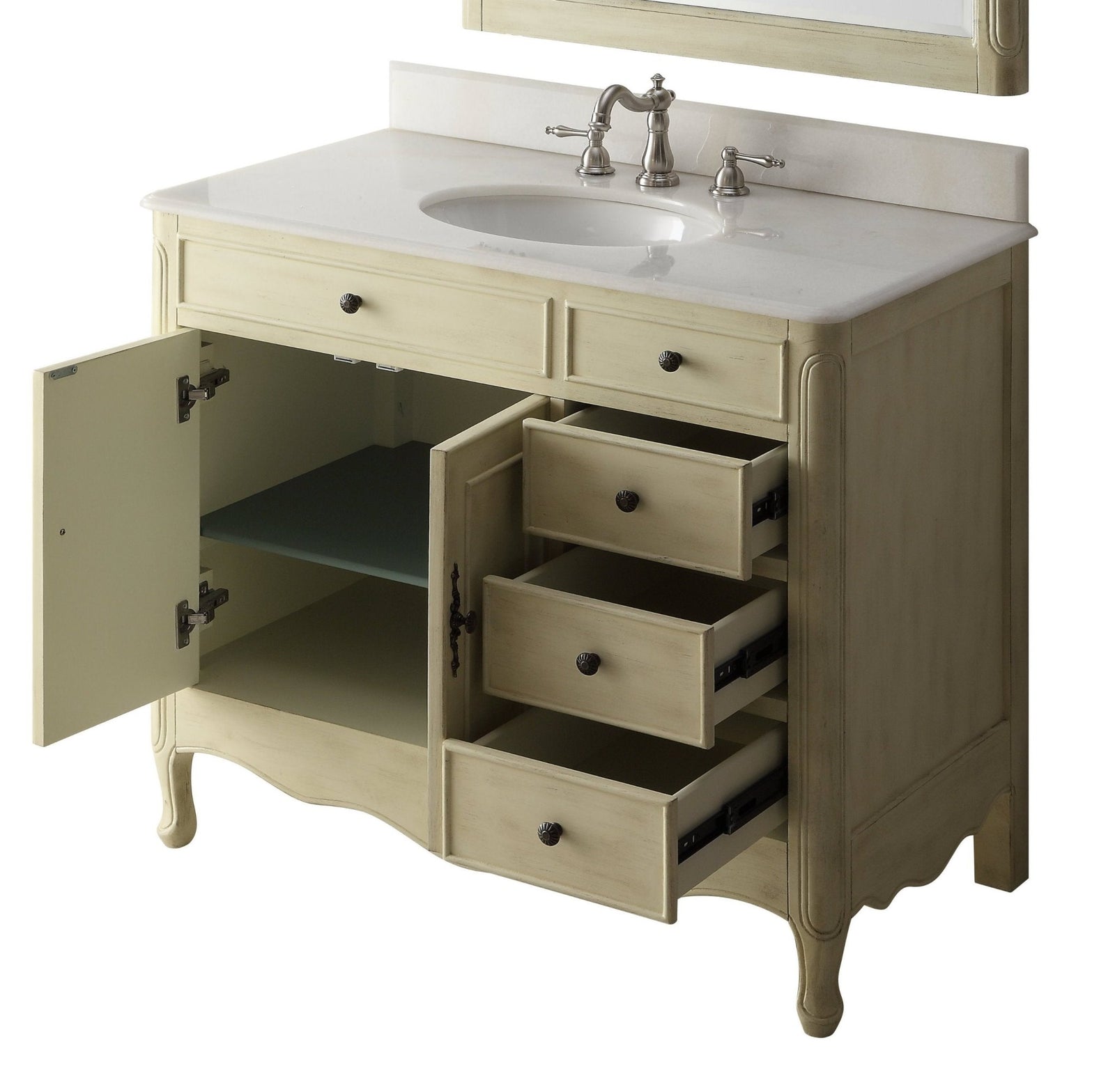 38 Inch Distressed Cream Cottage Style Daleville Bathroom Sink Vanity ...