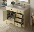 38" Benton Collection Distressed Cream Cottage Style Daleville Bathroom Sink Vanity HF-837WP - Chans Furniture