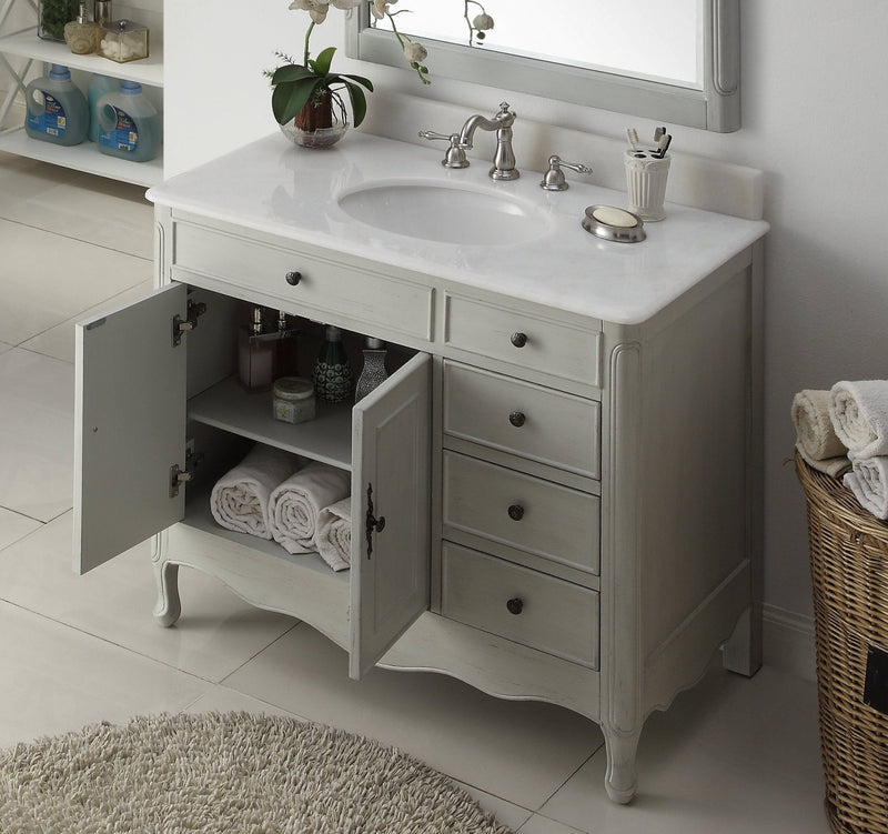 38 Inch Distressed Gray Cottage Style Daleville Bathroom Sink Vanity ...