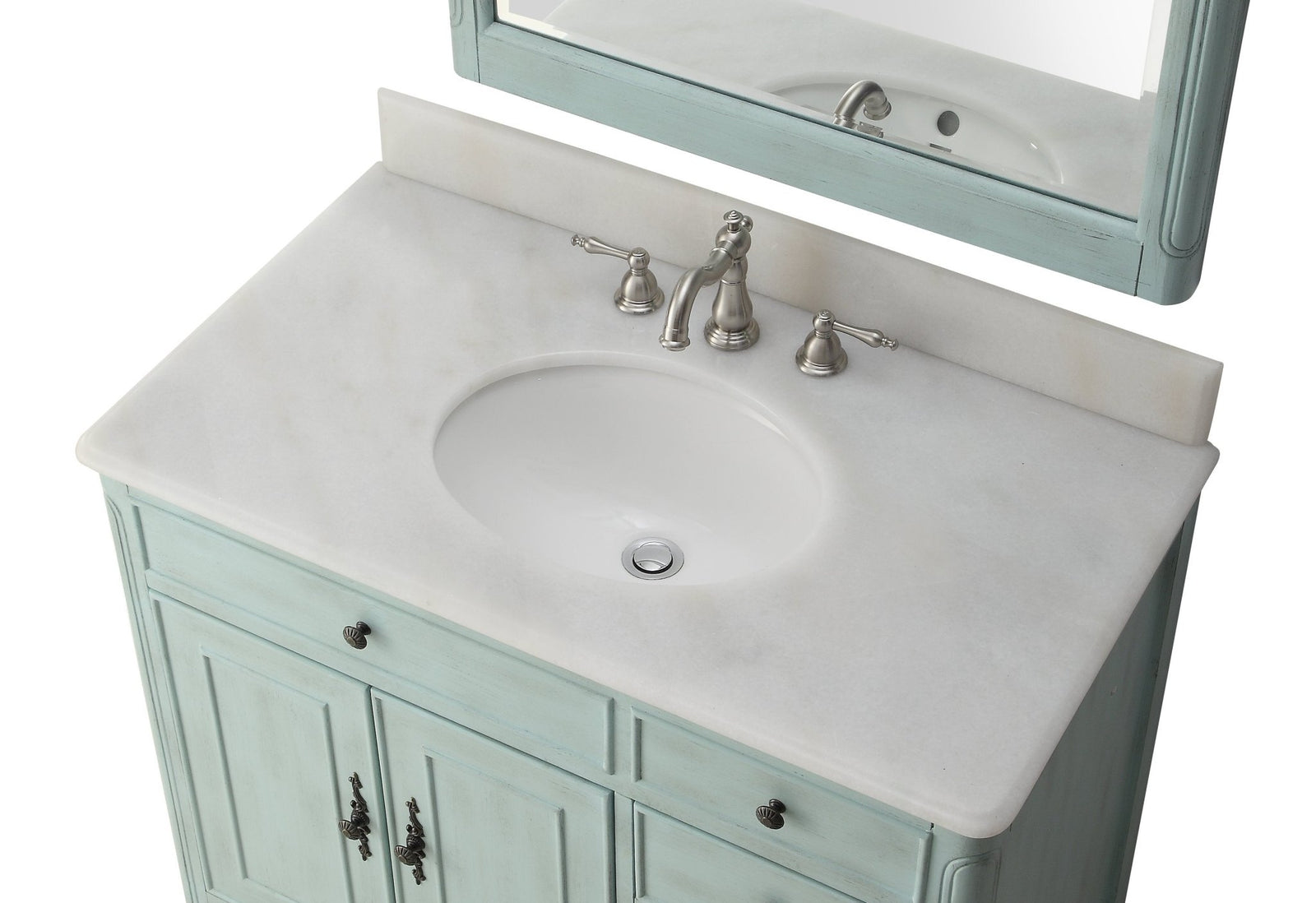 38 Inch Distressed Light Blue Cottage Style Daleville Bathroom Sink Va ...