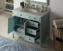38" Benton Collection Distressed Light Blue Cottage Style Daleville Bathroom Sink Vanity HF-837LB - Chans Furniture