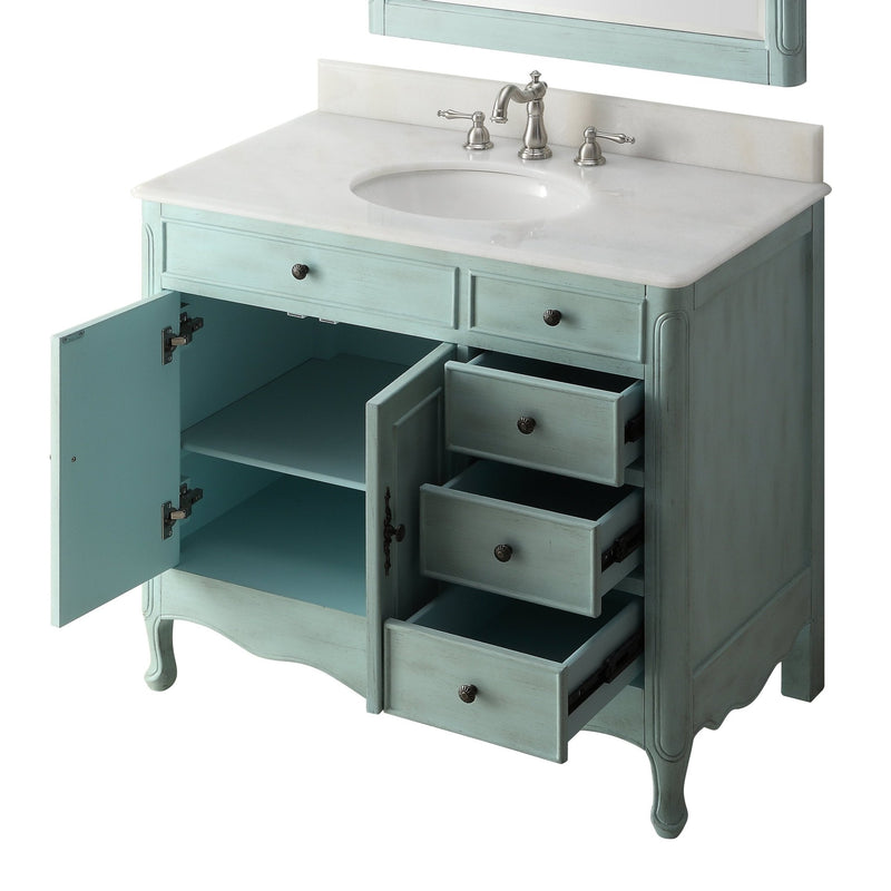 38" Benton Collection Distressed Light Blue Cottage Style Daleville Bathroom Sink Vanity HF-837LB - Chans Furniture