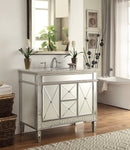 40" Benton Collection Mirrored Style Adelia Single Sink Bathroom Vanity with Carrara Top DH-13Q332 - Chans Furniture