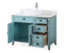 42" Abbeville Vessel Sink Vanity, Distressed Blue - Benton Collection Model CF-78881BU - Chans Furniture