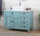 42" Abbeville Vessel Sink Vanity, Distressed Blue - Benton Collection Model CF-78881BU - Chans Furniture