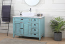 42" Abbeville Vessel Sink Vanity, Distressed Blue - Benton Collection Model CF-78881BU - Chans Furniture